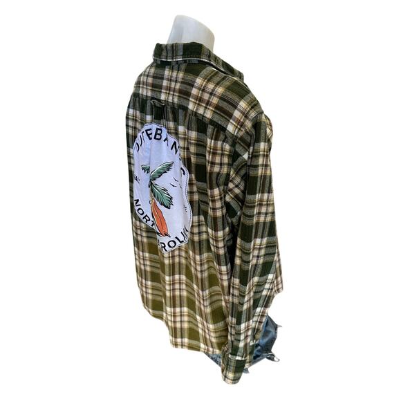 Outer Banks Plaid Flannel Shirt Shacket XL Oversized One of a Kind Coconutgirl - Picture 3 of 6